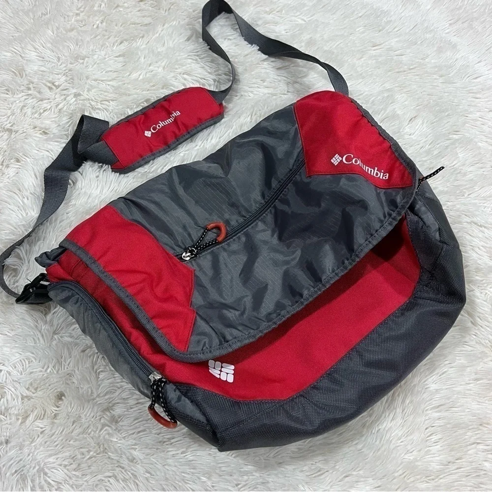 Columbia Red & Grey Insulated Diaper Messenger Bag